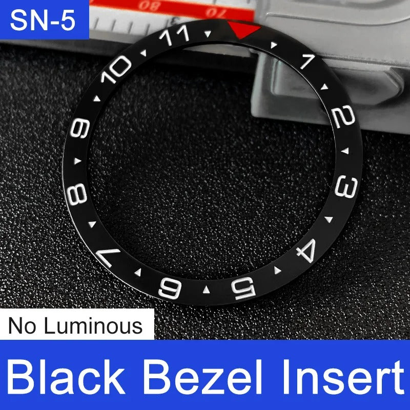 White Font 38mm No Lume Black Flat Ceramic Watch Bezel For Skx009 Skx007 Skx011