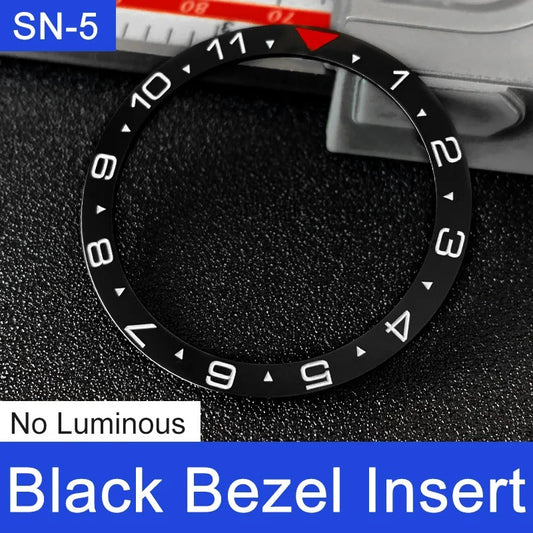 White Font 38mm No Lume Black Flat Ceramic Watch Bezel For Skx009 Skx007 Skx011