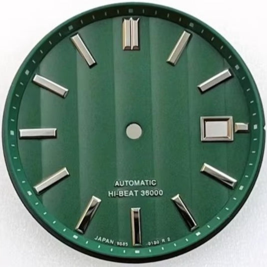 Green vertical stripe GS Modified 33.5mm watch dial designed for NH35 movement, sleek accessory for customization