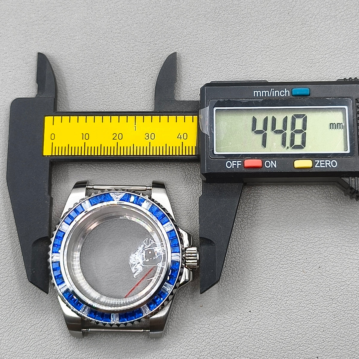 40mm  Watch Case for NH35 NH36 Crystal Blue Bezel Clear Bottom Sapphire Glass