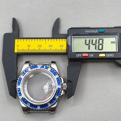 40mm  Watch Case for NH35 NH36 Crystal Blue Bezel Clear Bottom Sapphire Glass
