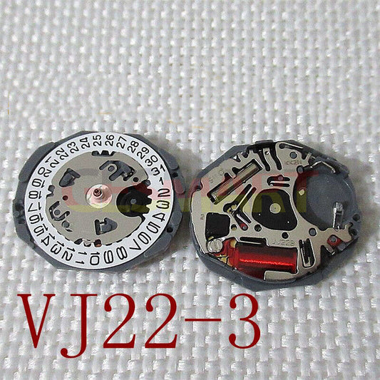 Hattori Epson TMI VJ22 watch quartz movement with date window at 3 and 6 o'clock, Japan made.