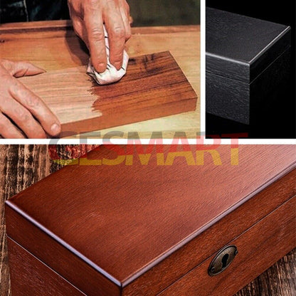 Black wooden watch box organizer, featuring 3 slots for elegant watch storage and display.