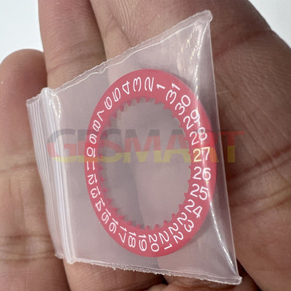 White font red date disk wheel for NH36 NH35 movement, date at 3 o'clock, crown position 3.8