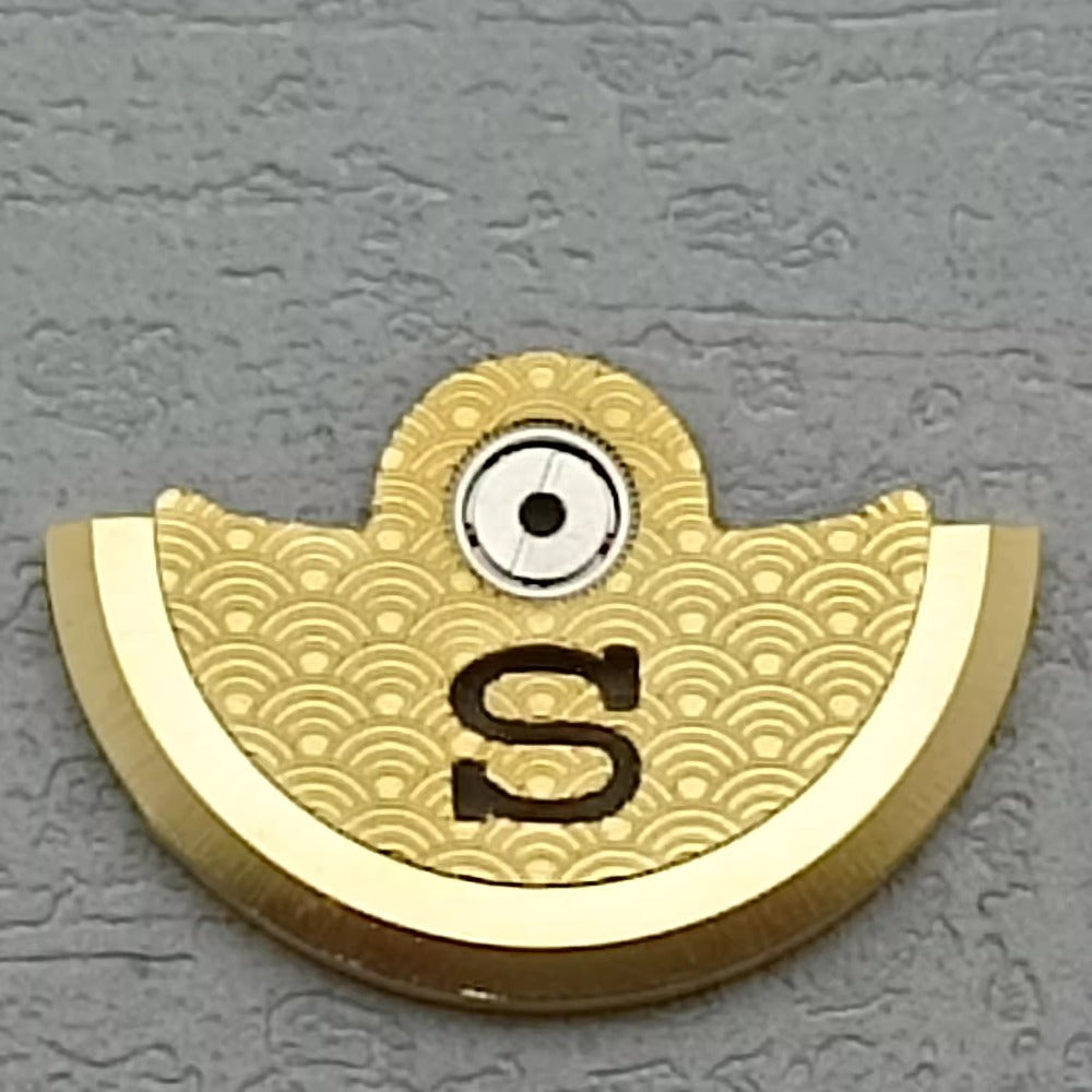 Golden S Carved Wave Rotor by Seiko for NH34 NH35 NH36 NH38 watch movements, detailed design