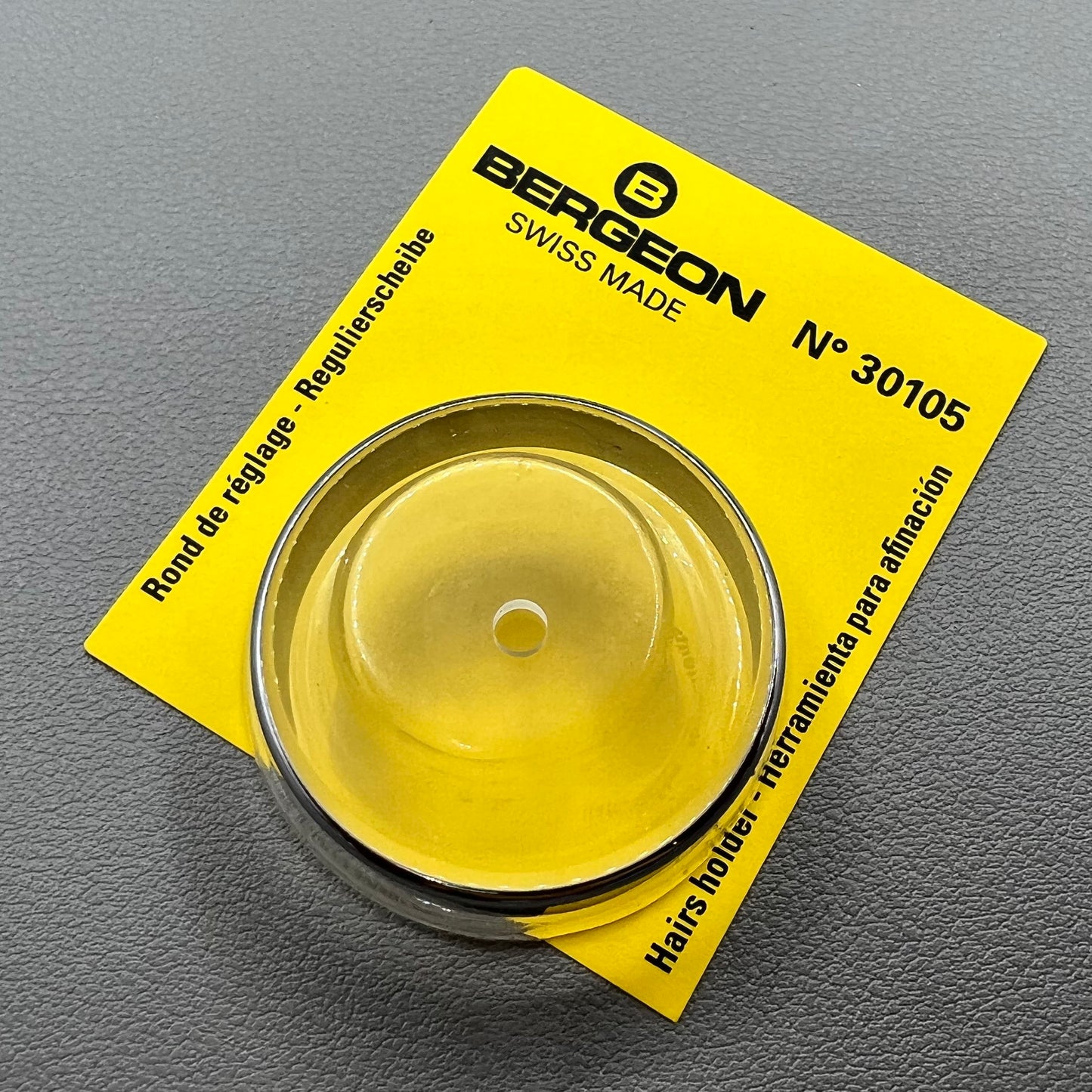 Swiss Bergeon 30105 hairspring holder, 3.50mm center hole, precision tool for watch repair