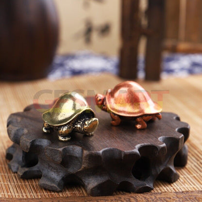 Hand-carved solid copper purple turtle figurine, bronze finish, perfect for home decor.