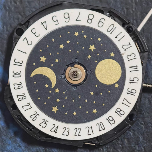 Japan Made VP33 Quartz Movement Date At 6 Moonphase 3 Hands Watch Part