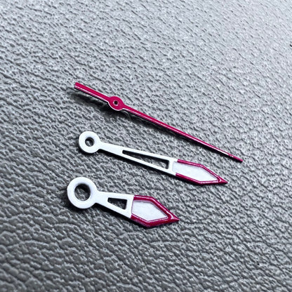 2 Sets White+Red Trim Green Lume Watch Hands for Ronda 515 Movement