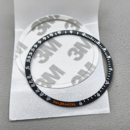 38.5mm Aluminum Alloy Watch Bezel Black Ring+White Font for Omega Speedmaster