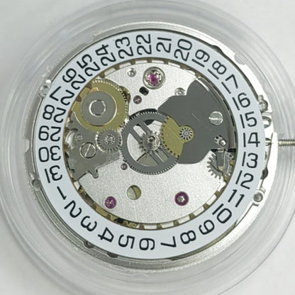 Swiss Made ETA PT5000 mechanical watch movement in silver, compatible with Seagull 2824 and ETA2824-2 models.