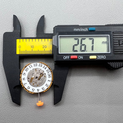 Japan Miyota GP00 quartz watch movement close-up, precision timekeeping mechanism for watches.