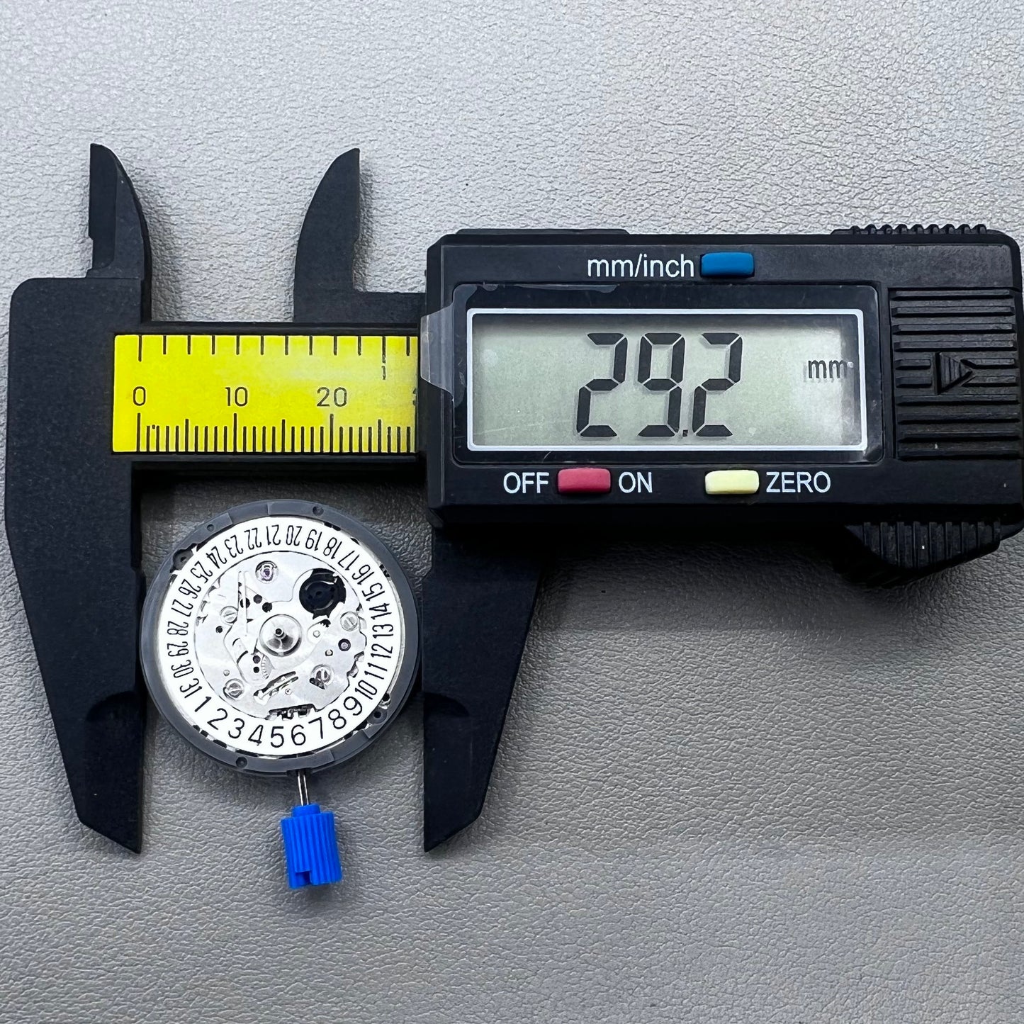 Seiko NH35A watch movement with black dial, 24 jewels, and date display at 6 o'clock for watch repairs.