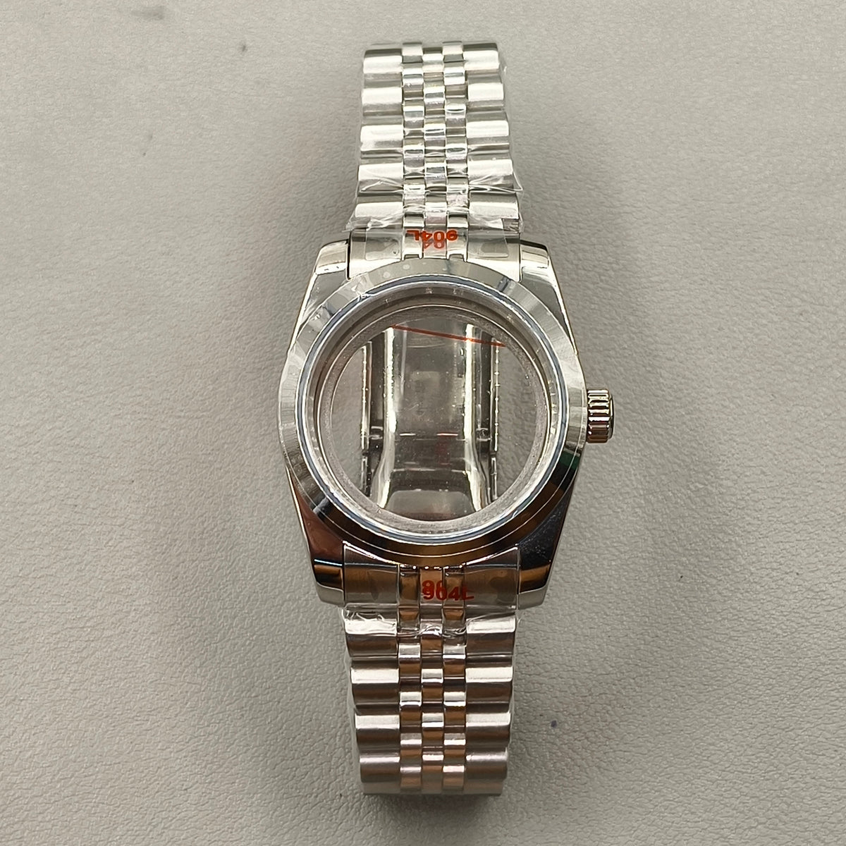 36mm Silver Watch Case Bevel Edge Bezel Sapphire Glass For NH35 NH36 NH38