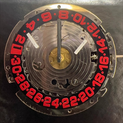 Swiss Made ISA8171 watch with quartz movement, multifunctional 5 hands, red font date at 6