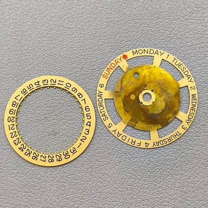 Generic Golden Date Disk+Week Disk Wheel for ETA 2834 2836 2846 Movement