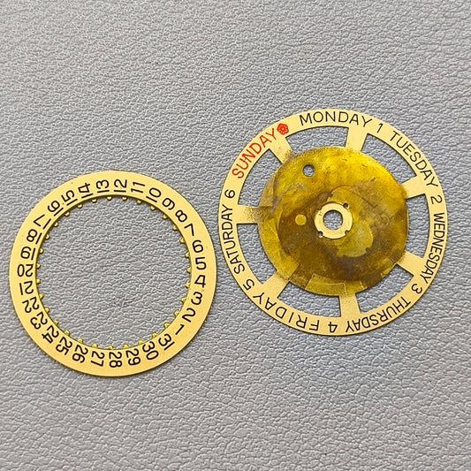 Generic Golden Date Disk+Week Disk Wheel for ETA 2834 2836 2846 Movement