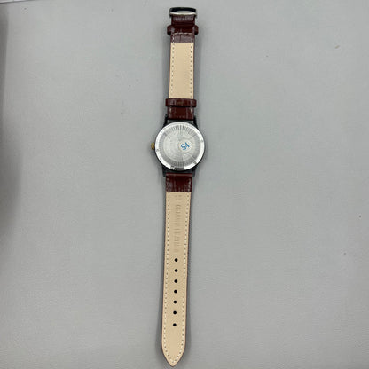 37mm Shanghai Brown Leather Strap Manual Mechanical Watch Roman Numerals 17 Jews