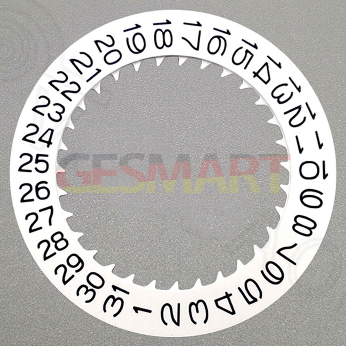 Black font date disk wheel for NH36 watch movement, date display at 9 o'clock position, compatible with watch accessories.