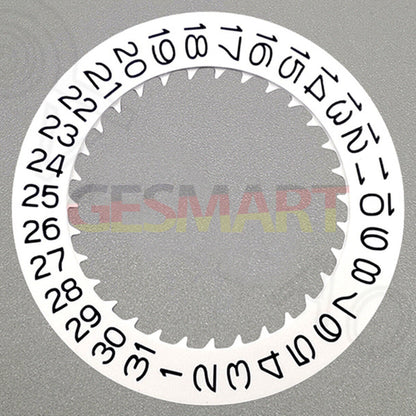 Black font date disk wheel for NH36 watch movement, date display at 9 o'clock position, compatible with watch accessories.