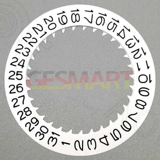 Black font date disk wheel for NH36 watch movement, date display at 9 o'clock position, compatible with watch accessories.