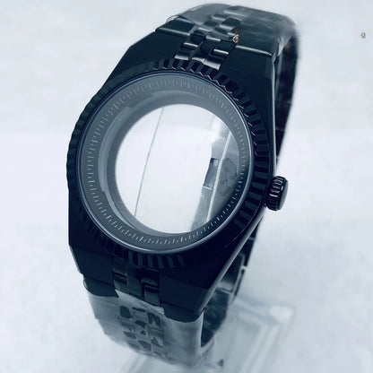 904L Black 40mm Land-Dwellwe Watch Case+Strap Sapphire Glass For NH34 NH35 NH36