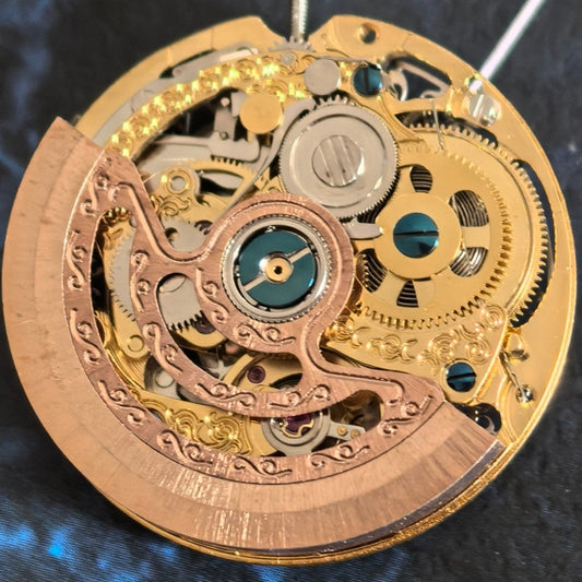 Chinese Hangzhou 2189 Golden Hollow Mechanical Movement Single Calendar Watch Part