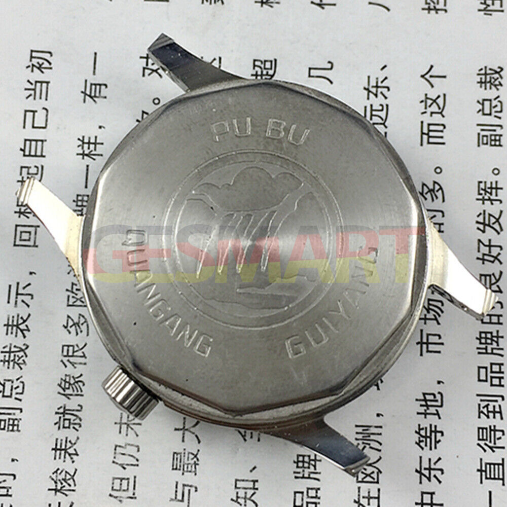 PUBU 32mm manual mechanical watch with grey dial, nail markers, 17 jewels, elegant China-made timepiece.