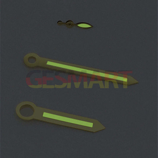 Golden trim green luminous watch hands compatible with ST3600/ST3620/ETA6497/6498 movements, for precise timekeeping.