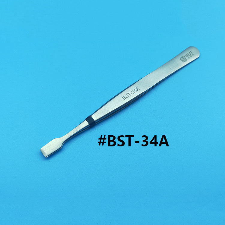 PTFE tweezer with anti-magnetic, anti-static properties and wear-resistant stainless steel handle for precise watch accessory handling.