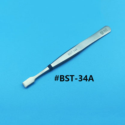 PTFE tweezer with anti-magnetic, anti-static properties and wear-resistant stainless steel handle for precise watch accessory handling.
