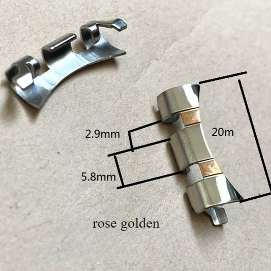 Rose Golden+Silver Polishd 20mm Curved End Links Spring Bars Bracelet Watch Band Strap#354