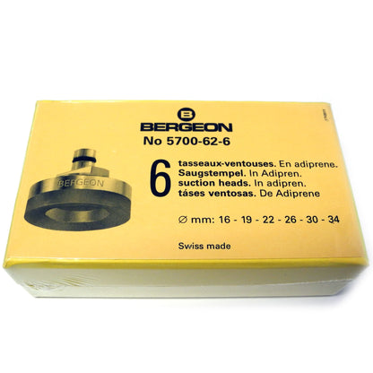 Bergeon set of 6 round Adiprene suction upper dies for precise watch repair tasks.