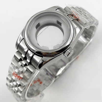 Ladies 31MM Round Bezel Sapphire Glass Jubilee bracelet Watch Case Fit NH05 NH06