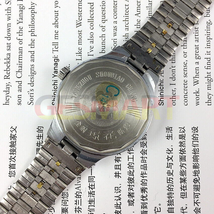 37mm Qionghua Steel Manual Mechanical Watch 17 Jews Black Dial Single Calendar