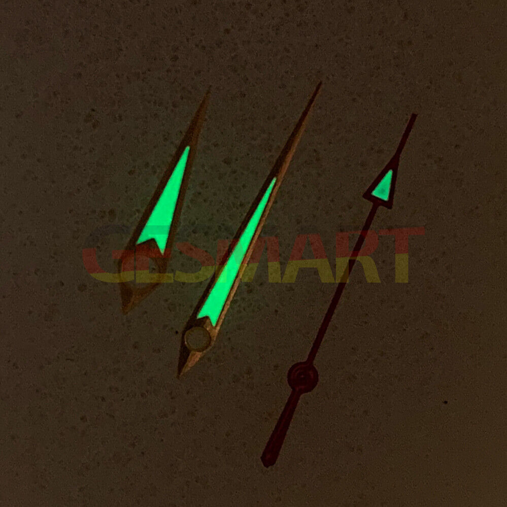 Arrow Shape Golden Trim Green Luminous Watch Hands for NH35/NH36/4R/7S Movement