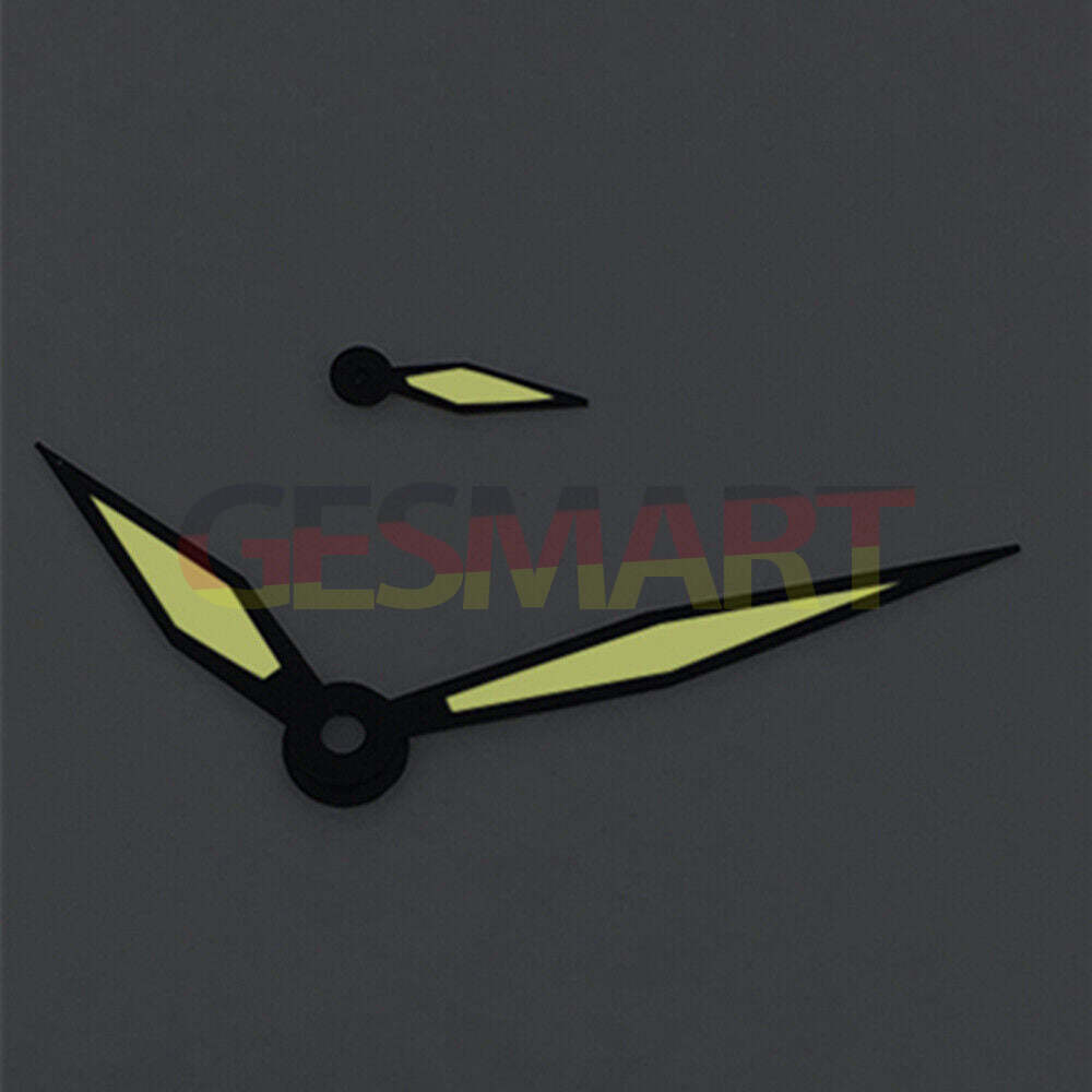Black trim diamond-shaped yellow lume watch hands for ST3600 mechanical watches.