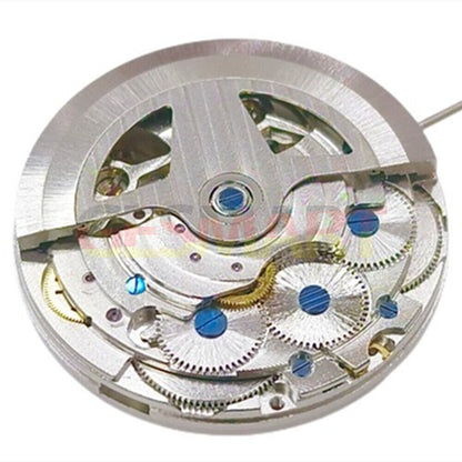 China Made Silver Hollow Automatisches mechanisches Uhrwerk Doppeltes blankes Unruhrad