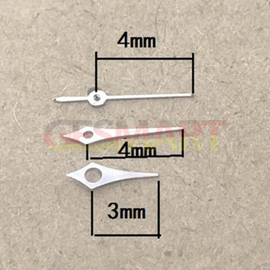 Silver polished watch hands 4-6mm for Hattori Epson VX12 quartz movement, precise timekeeping accessory.
