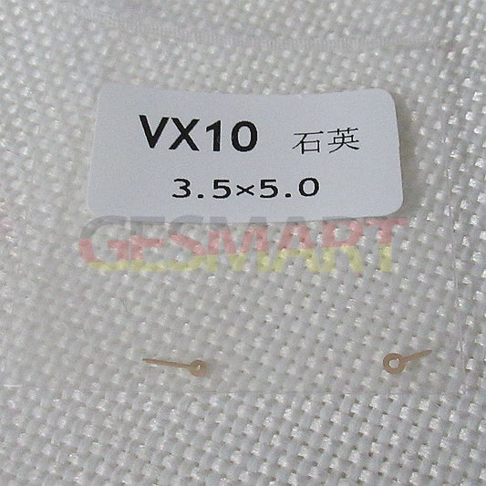 Silver watch hands for Hattori Epson VX10 with 3.5X5.0mm size, available in silver, gold, and rose gold finishes.