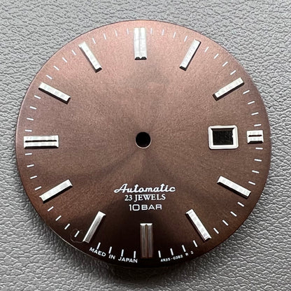 Cadran de montre marron modifié Silver Nail No Lume 34 mm pour mouvement NH35 NH36
