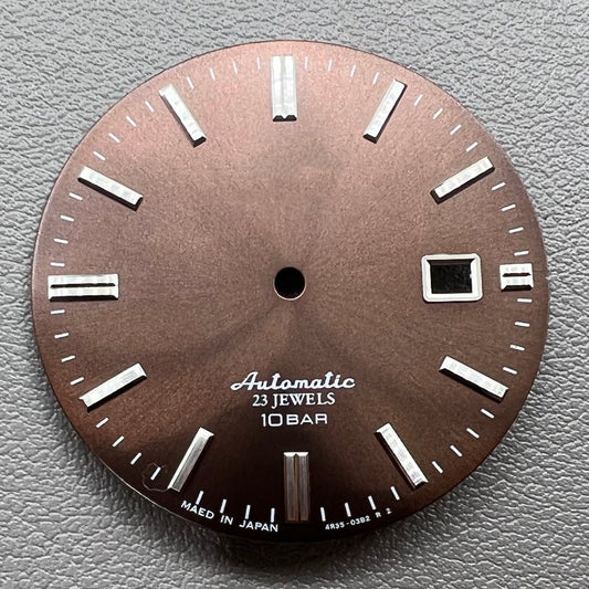 Braunes Silbernes Uhrzifferblatt 34mm Für NH35 NH36 Uhrwerk Ohne Leuchtmasse