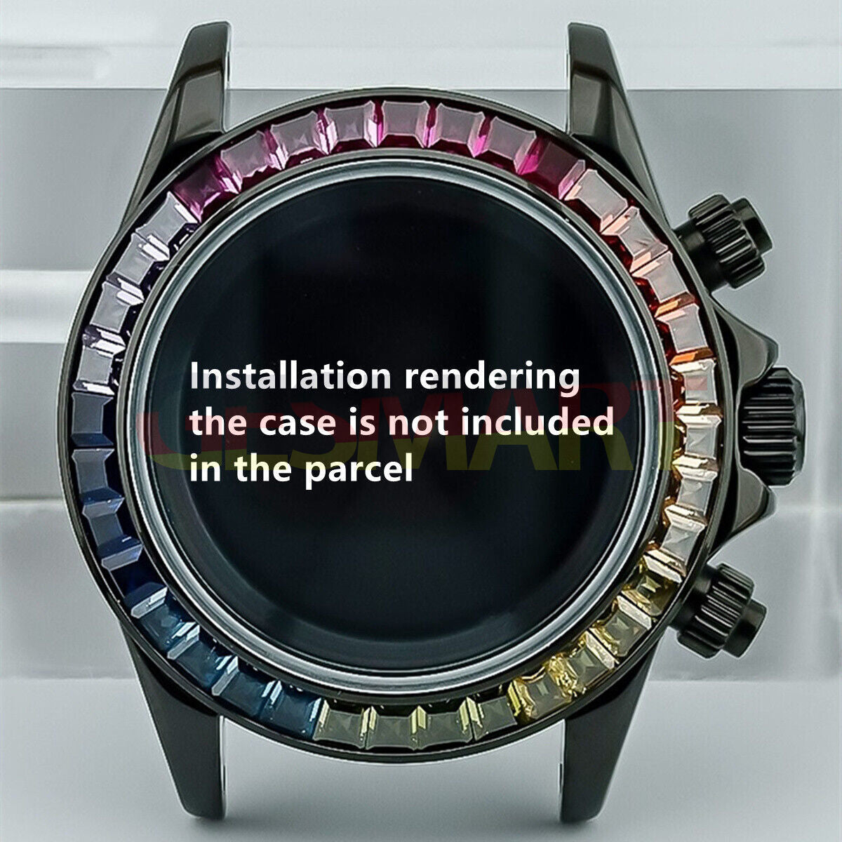 39mm VK63 watch bezel with colorful imitation diamonds, vibrant accessory boosting stylish timepiece appeal.