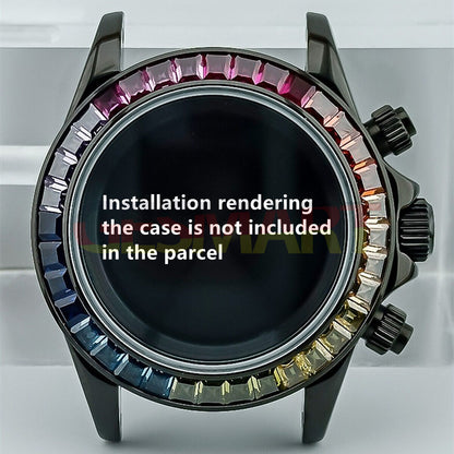 39mm VK63 watch bezel with colorful imitation diamonds, vibrant accessory boosting stylish timepiece appeal.