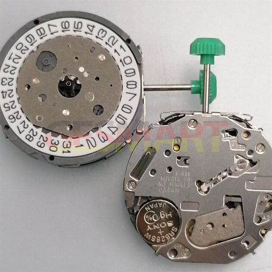 Japan Miyota FS11 chronograph quartz watch movement with date display at 3 o'clock, precise timekeeping accessory.