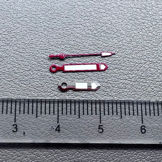 13.6x13.6x9mm Red+Silver Trim Watch Hands for Miyota 8215 8205 821A Mingzhu 2813