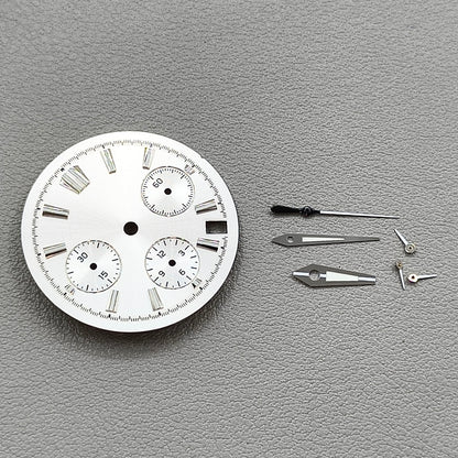 29.5mm White Watch Dial Blue Luminous with Watch Hands Set for VK63