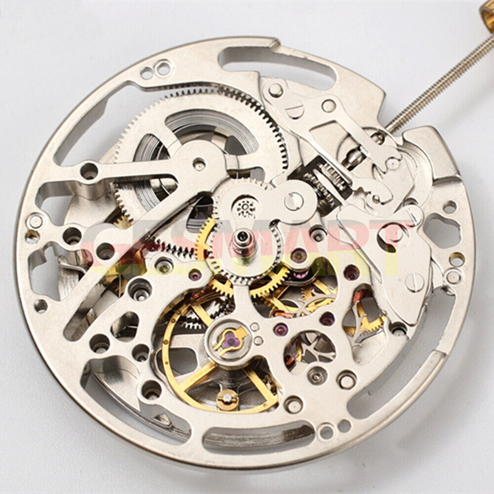 Dandong Silver hollow mechanical watch accessory with second stop for accurate timekeeping.