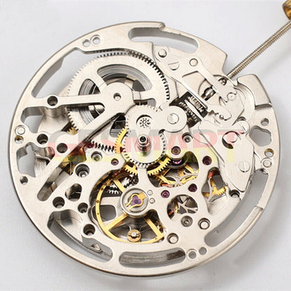 Dandong Silver hollow mechanical watch accessory with second stop for accurate timekeeping.