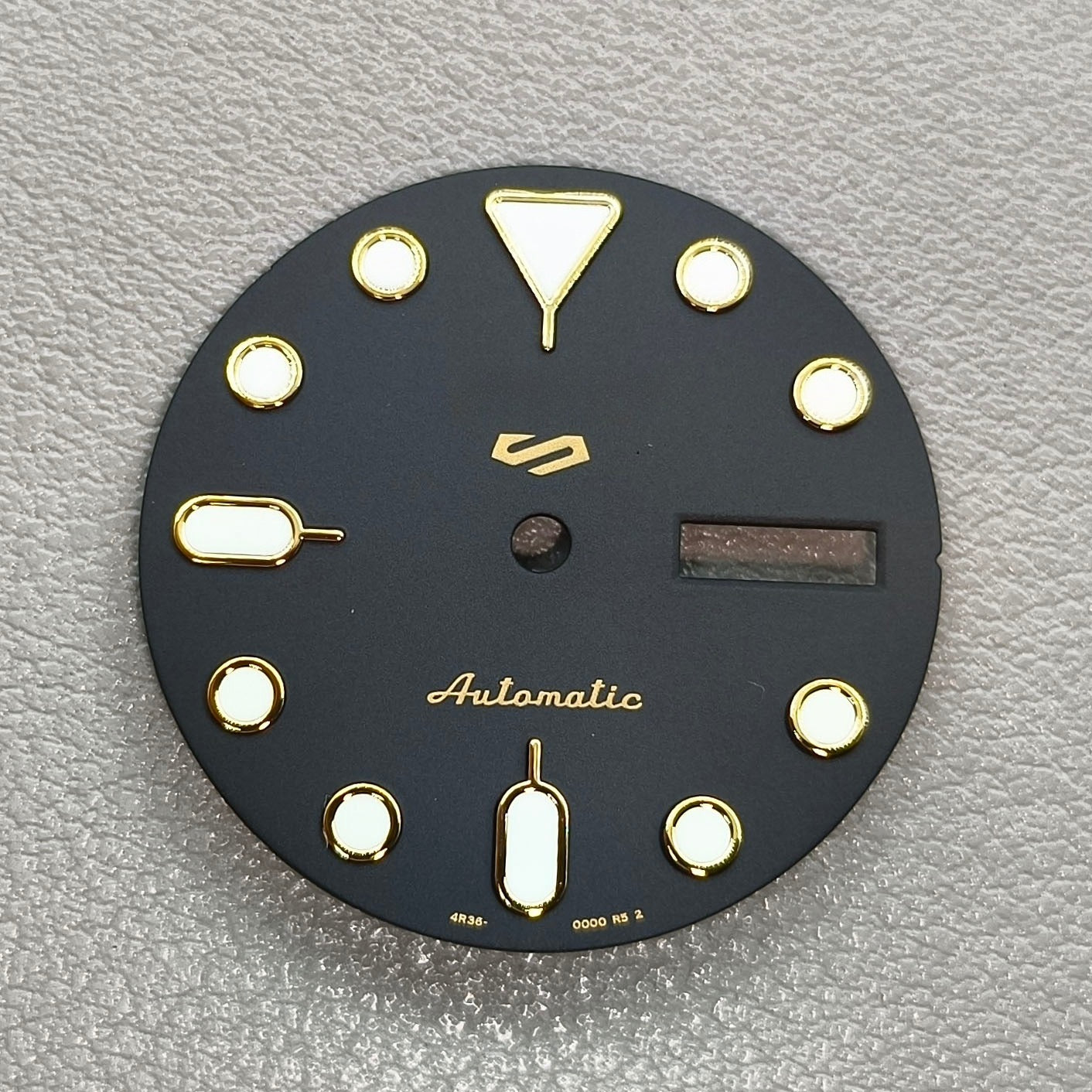 Black+Golden Trim Nail with Green Lume Datejust Watch Dial for NH35 NH36 Movement